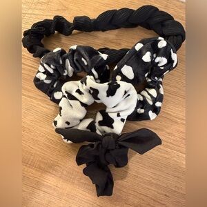 Black & White Hair Accessories Bundle - Scrunchies + Headband (4 pcs)